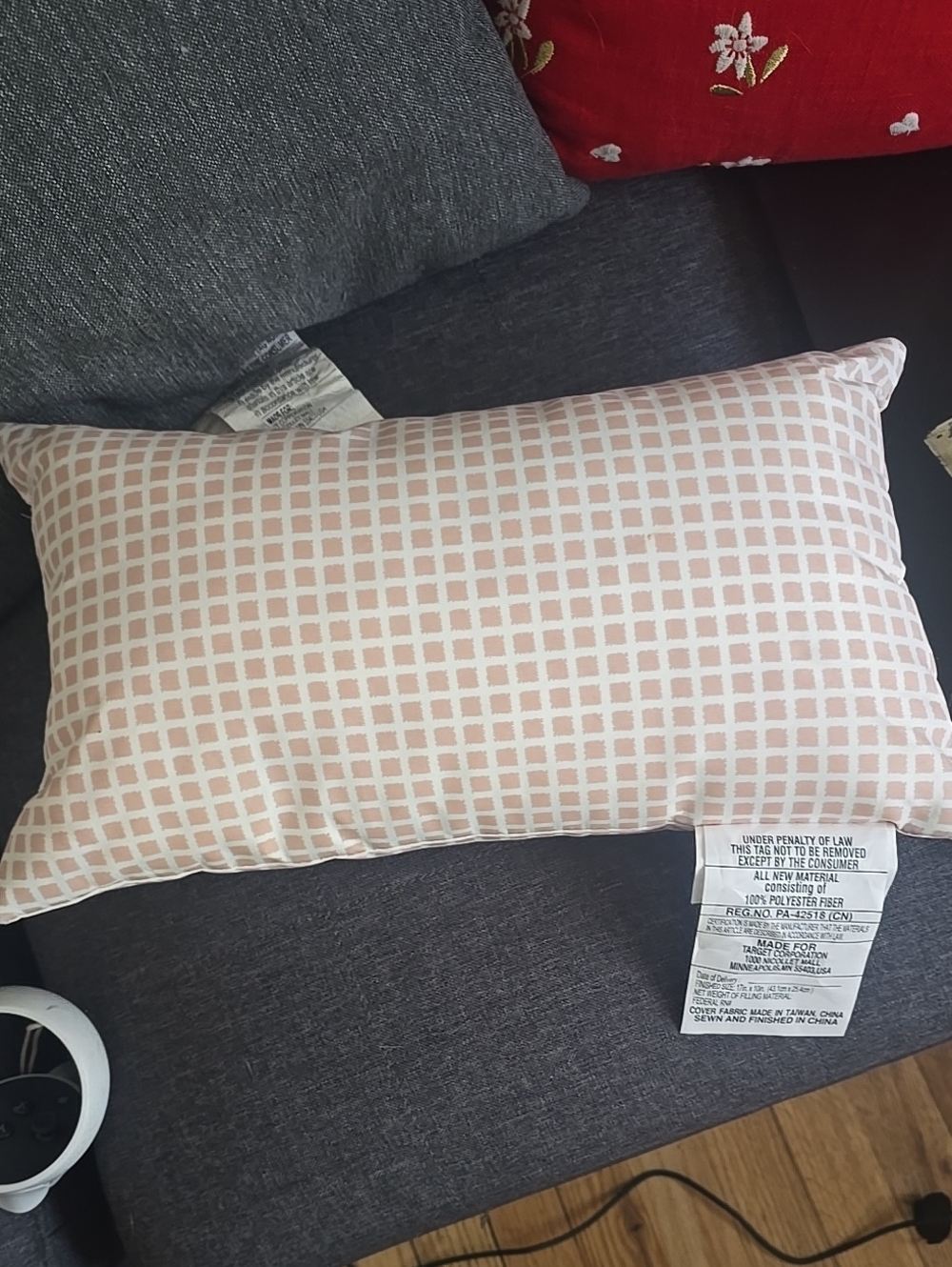 ❤️10/$13 Nwot Modern Pink Grid Decorative Lumbar Pillow Outside Read